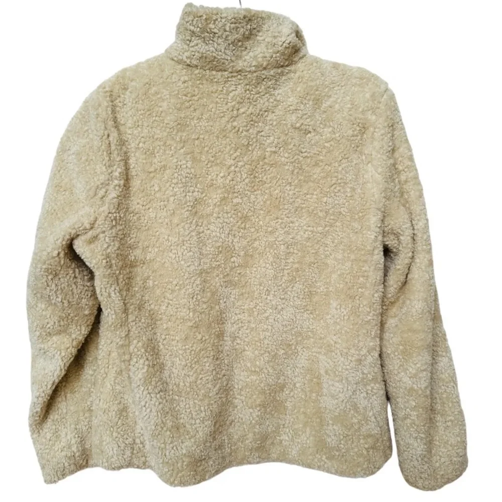 Pendleton Ladies Fuzzy Full Zip Plaid Accent Lined Cozy Jacket Sz L Beige - Picture 6 of 7